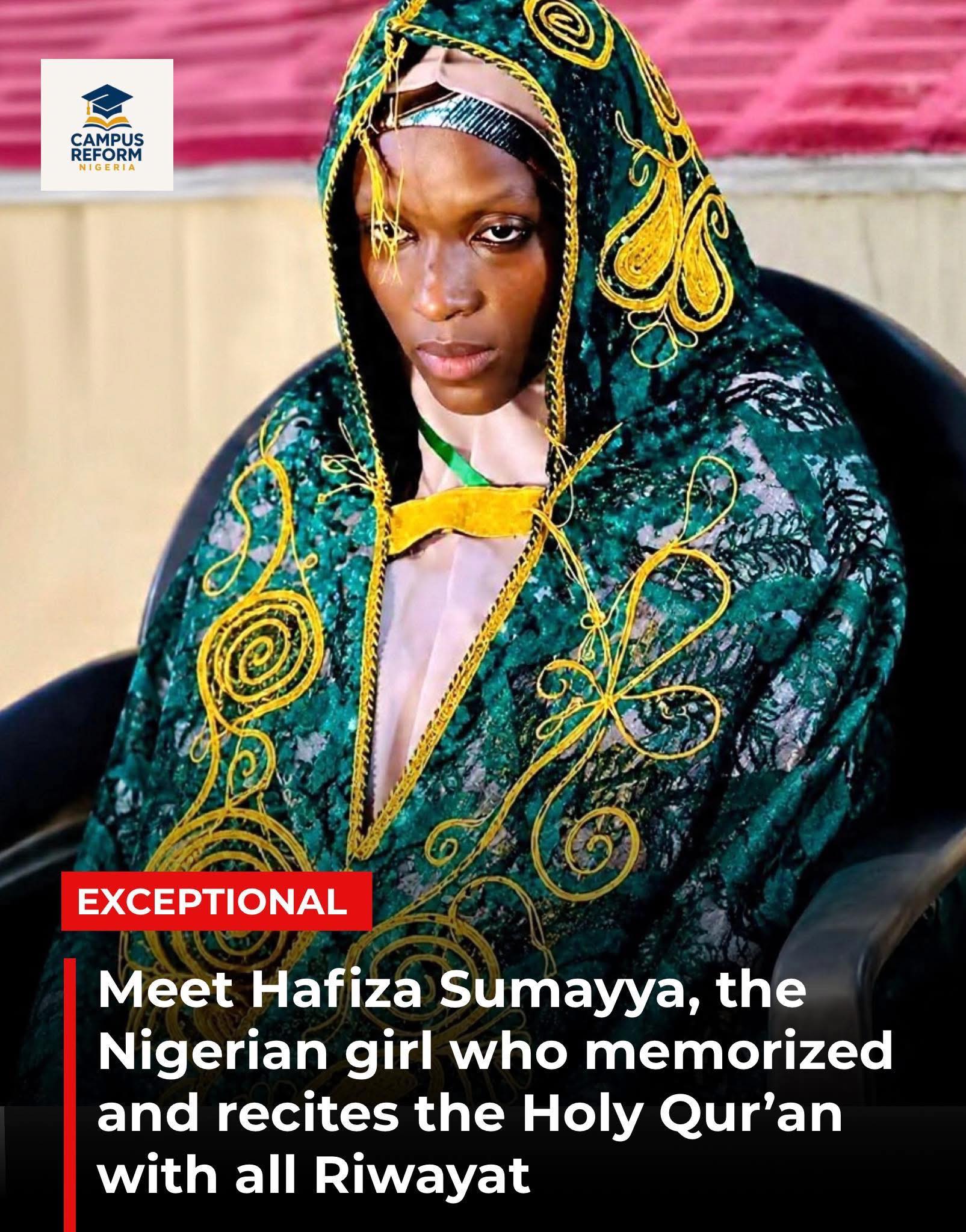 Hafiza Sumayya memorizou completamente o Sagrado Al-Qur’án em todas as suas Riwayat (formas de transmissão), além de ter decorado integralmente os poemas clássicos Ash-Shatibiyyah, Ad-Durrah e At-Tayyibah